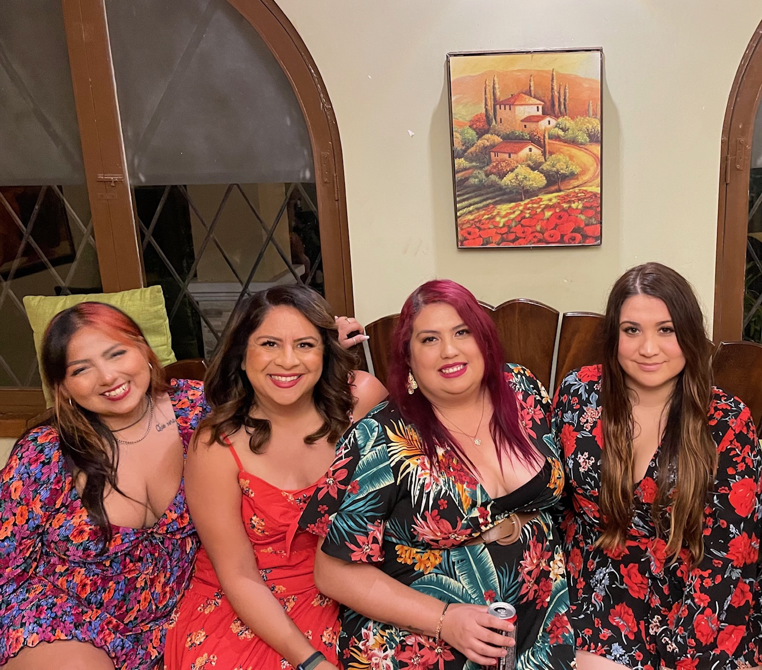 Group photo of the girls before a night out in Costa Rica
