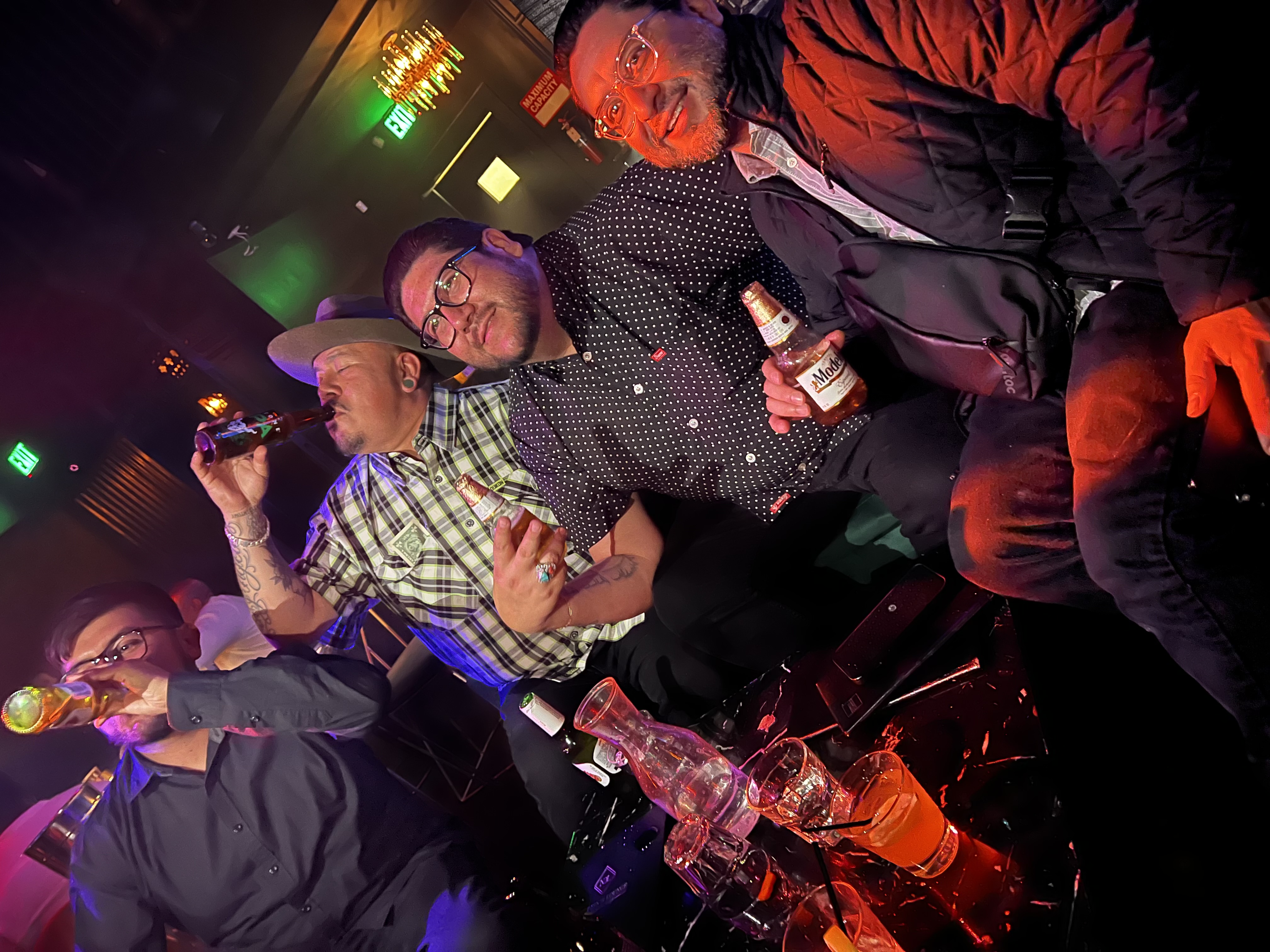 A photo of the boys having drinks